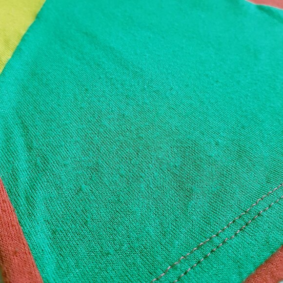 TEA N ROSE Asymmetrical Sleeveless Tank Top Colorblock Coral Orange Yellow Green - Picture 10 of 14